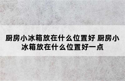 厨房小冰箱放在什么位置好 厨房小冰箱放在什么位置好一点